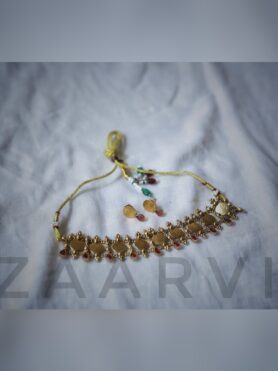 GOLDEN ALIKE LAKSHMI DESIGN COIN CHOCKER NECKLACE SET