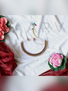 GOLDEN COLOURED TRADITIONAL CHOCKER NECKLACE SET