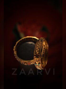 SET OF 2 GOLD TONED BANGLES FEATURING KUNDAN / MEENA WORKS WITH DUAL GEMSTONES